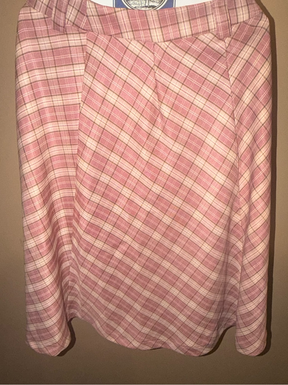 Allegra K Pink Plaid Midi Skirt